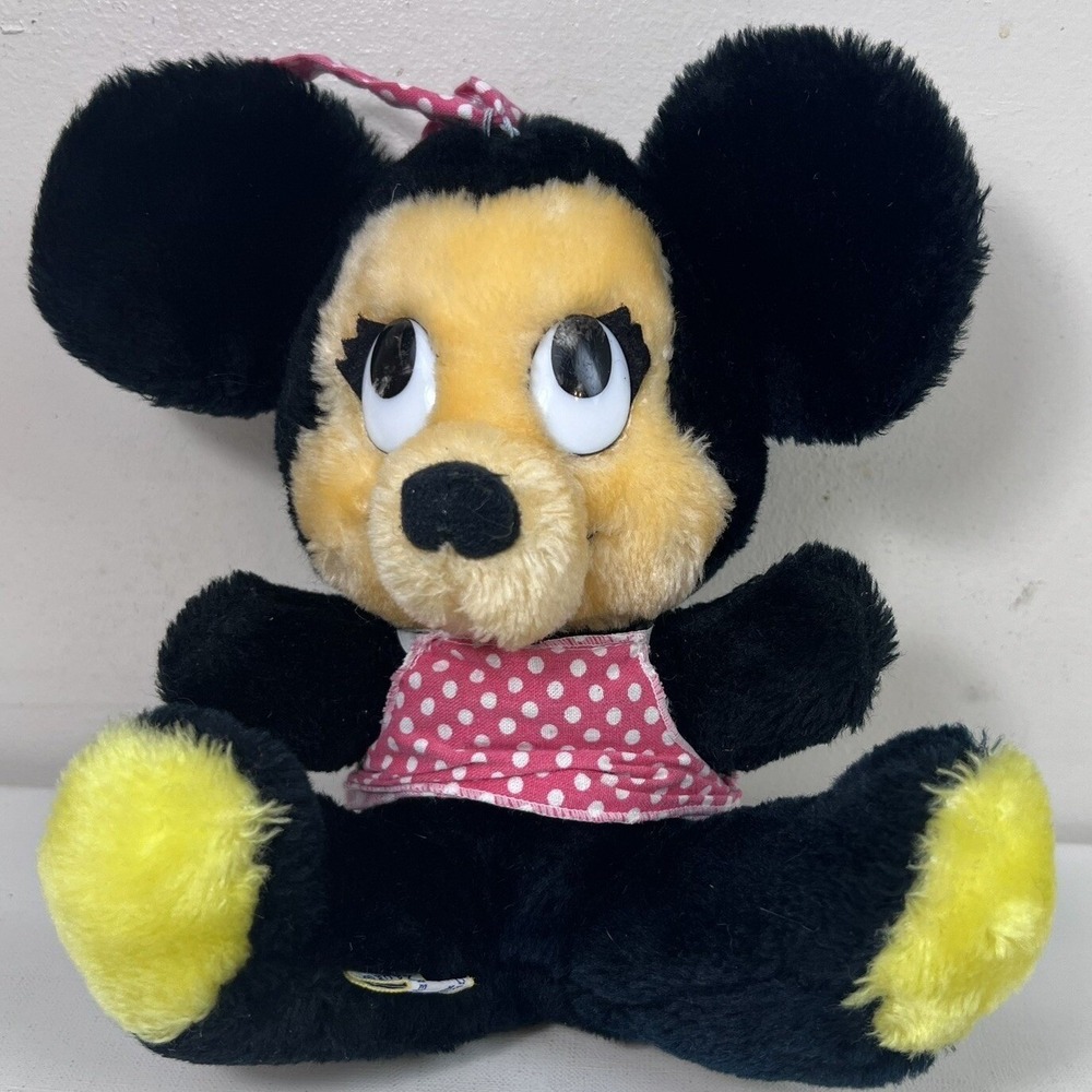 Vtg‎ Disney Minnie Mouse Plush Doll Stuffed Toy Walt Disney Korea eye wear